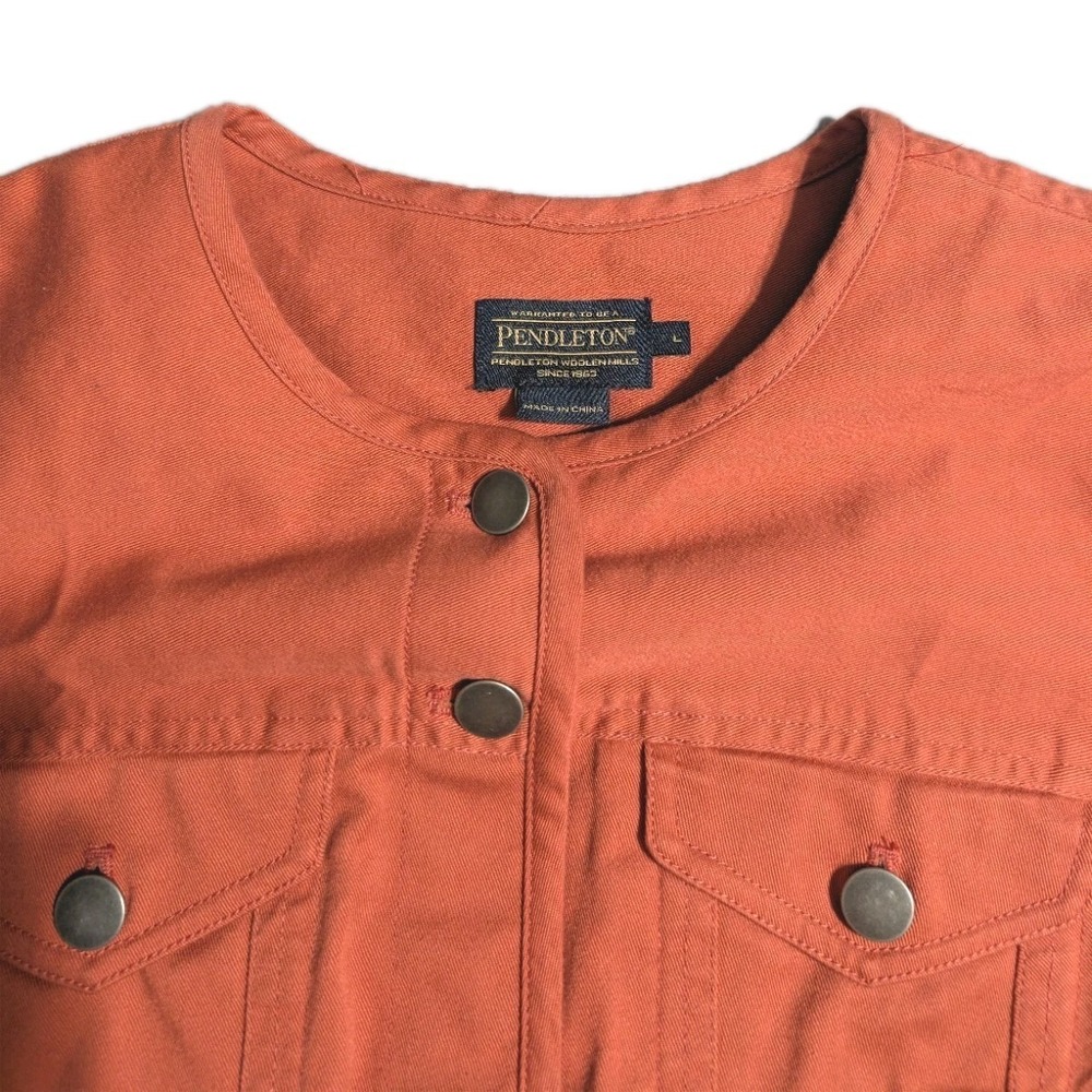 Pendleton Womens Coral Button Front Stretch Canvas Jacket Size L Cotton Spandex - Picture 2 of 6